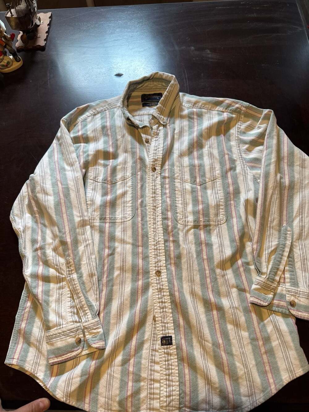 Vintage The Arrow Company Pastel Striped 100% Cotton Button Down Shirt Men's Lar